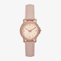Relic By Fossil Womens Pink Leather Strap Watch Zr34647