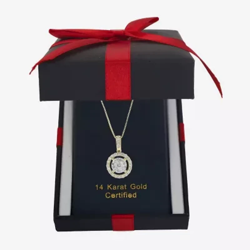 Womens 1/2 CT. T.W. Natural White Diamond 14K or Yellow Gold Round Pendant Necklace