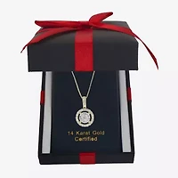 Womens 1/2 CT. T.W. Natural White Diamond 14K or Yellow Gold Round Pendant Necklace