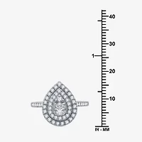 I Said Yes (H-I / I1) Womens 1 1/10 CT. T.W. Lab Grown White Diamond Sterling Silver or 14K Gold Over Pear Side Stone Halo Bridal Set