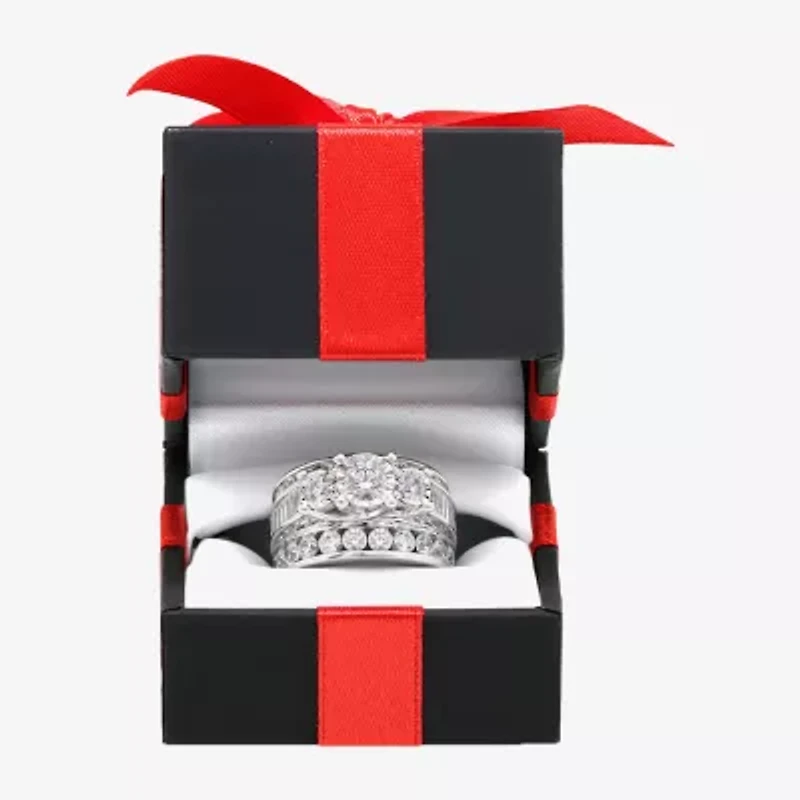 Womens 4 CT.T.W. Natural Diamond Gold Round Side Stone 3-Stone Engagement Ring