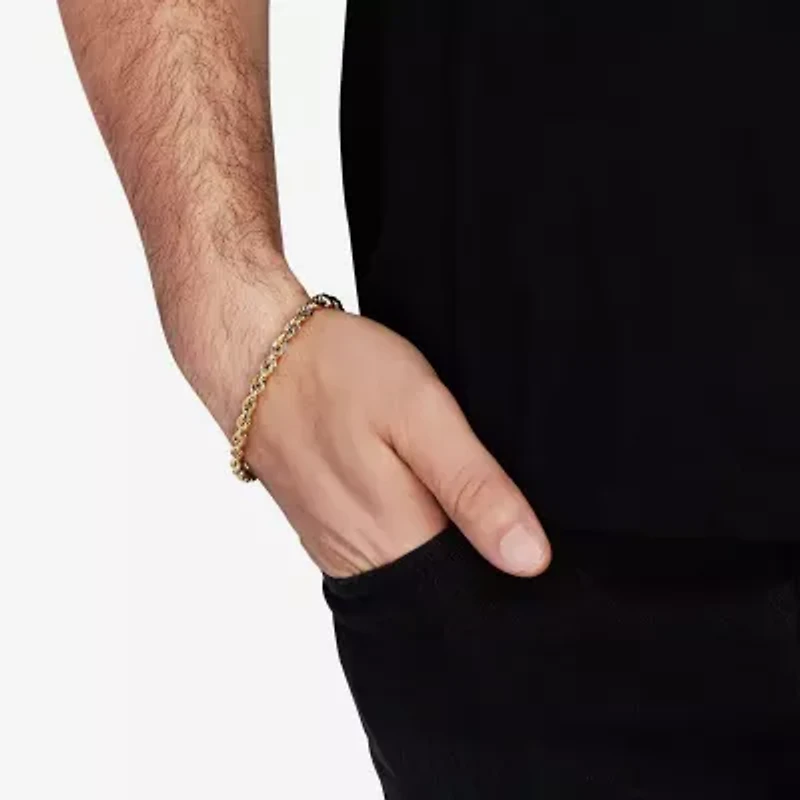Mens 10K Gold 9 Inch Hollow Chain Bracelet