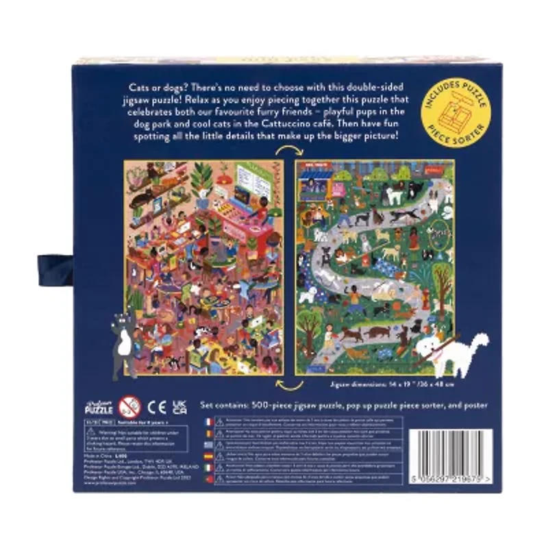 Professor Puzzle Cat Cafe & Dog Park Double-Sided  500 Pcs 500-pc. Puzzle
