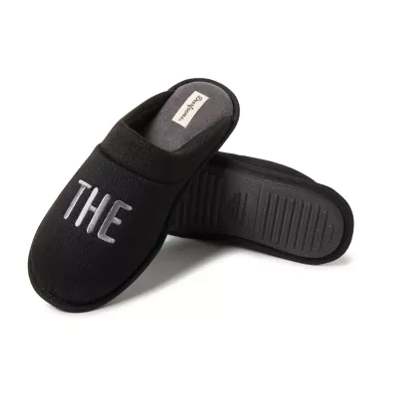 Dearfoams Mens Memory Foam Slip-On Slippers
