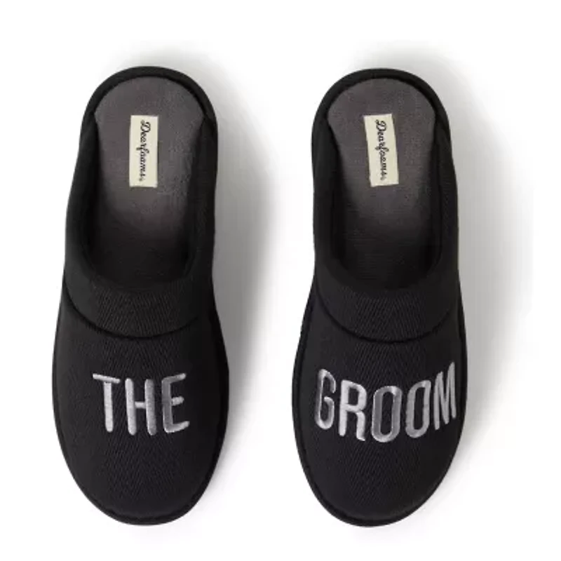 Dearfoams Mens Memory Foam Slip-On Slippers