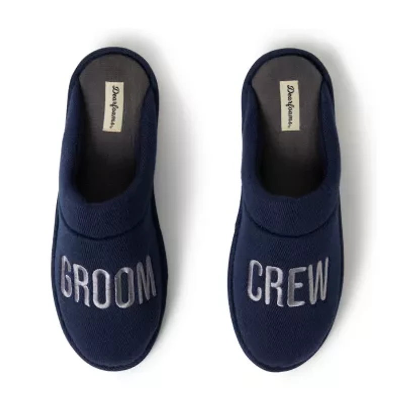 Dearfoams Mens Memory Foam Slip-On Slippers