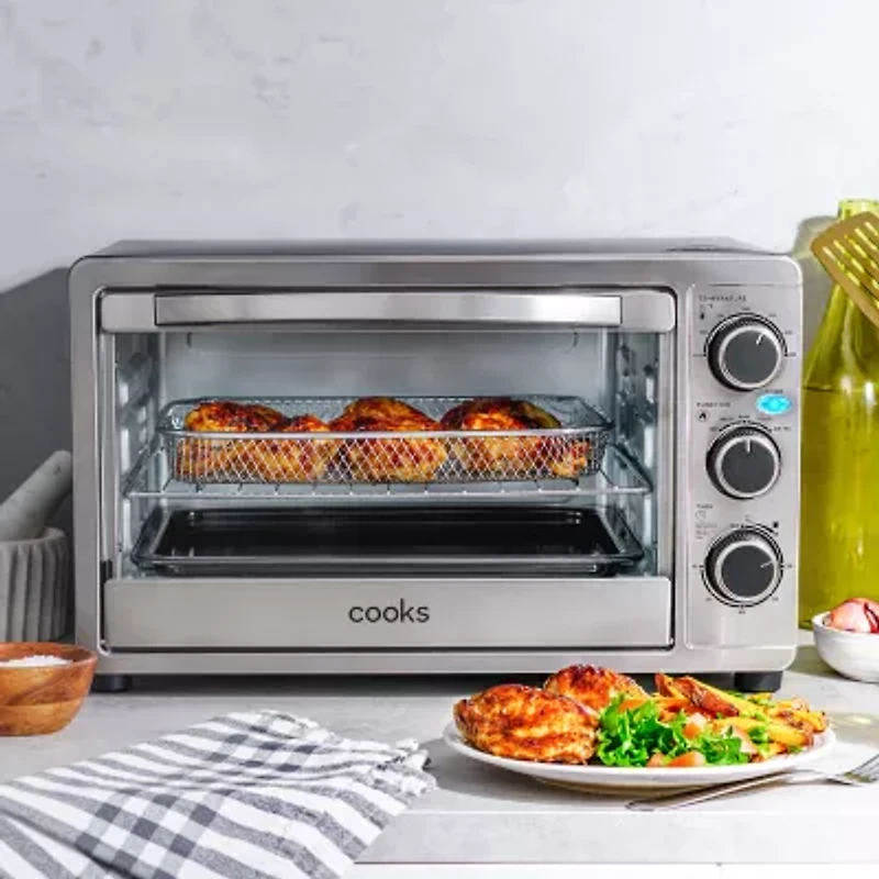 Cooks 6-Slice Brushed Stainless Steel Toaster Oven With Air Fry