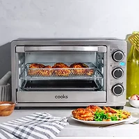 Cooks 6-Slice Brushed Stainless Steel Toaster Oven With Air Fry