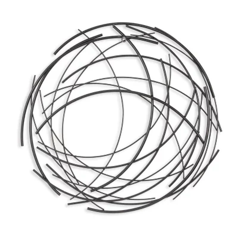 Cheungs Denine Black Abstract Round Metal Wall Art