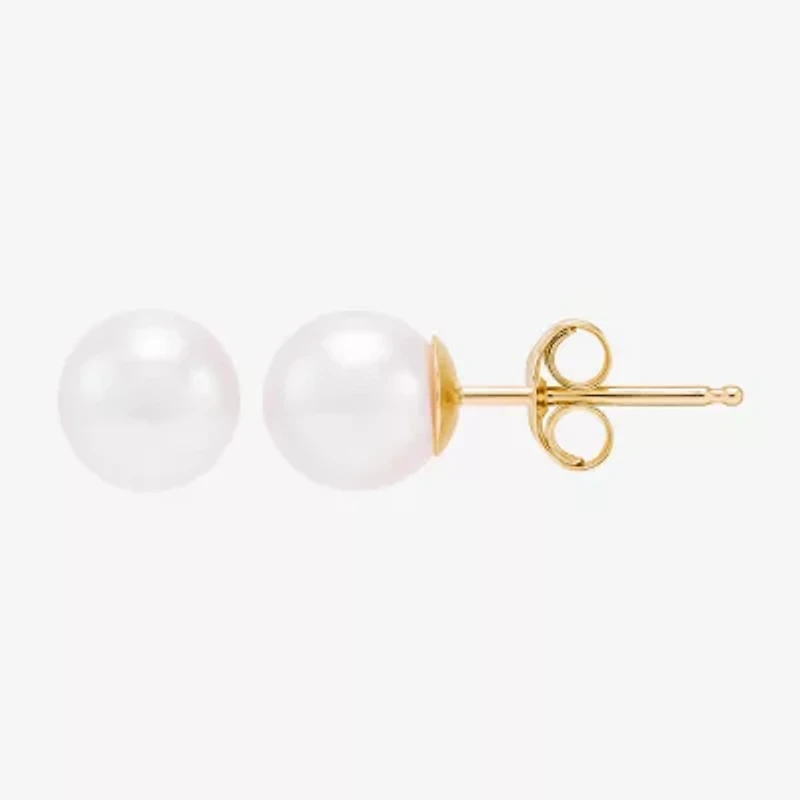 Certified Sofia™ 10K Gold 7-7.5mm Cultured Freshwater Pearl Stud Earrings