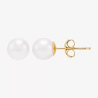 Certified Sofia™ 10K Gold 7-7.5mm Cultured Freshwater Pearl Stud Earrings