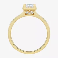 (H-I / Si1-Si2) Womens 3/4 CT. T.W. Lab Grown White Diamond 10K Gold Side Stone Halo Engagement Ring