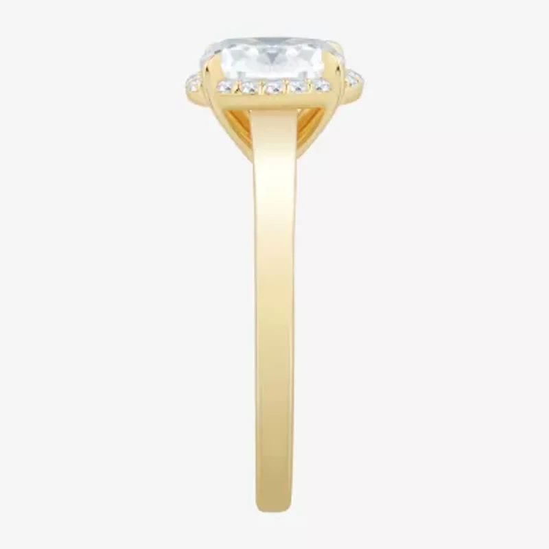 (H-I / Si1-Si2) Womens 1 CT. T.W. Lab Grown White Diamond 10K Gold Oval Halo Engagement Ring