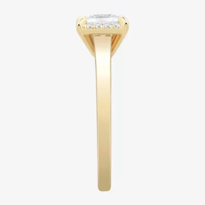 (H-I / Si1-Si2) Womens 1 CT. T.W. Lab Grown White Diamond 10K Gold Halo Engagement Ring
