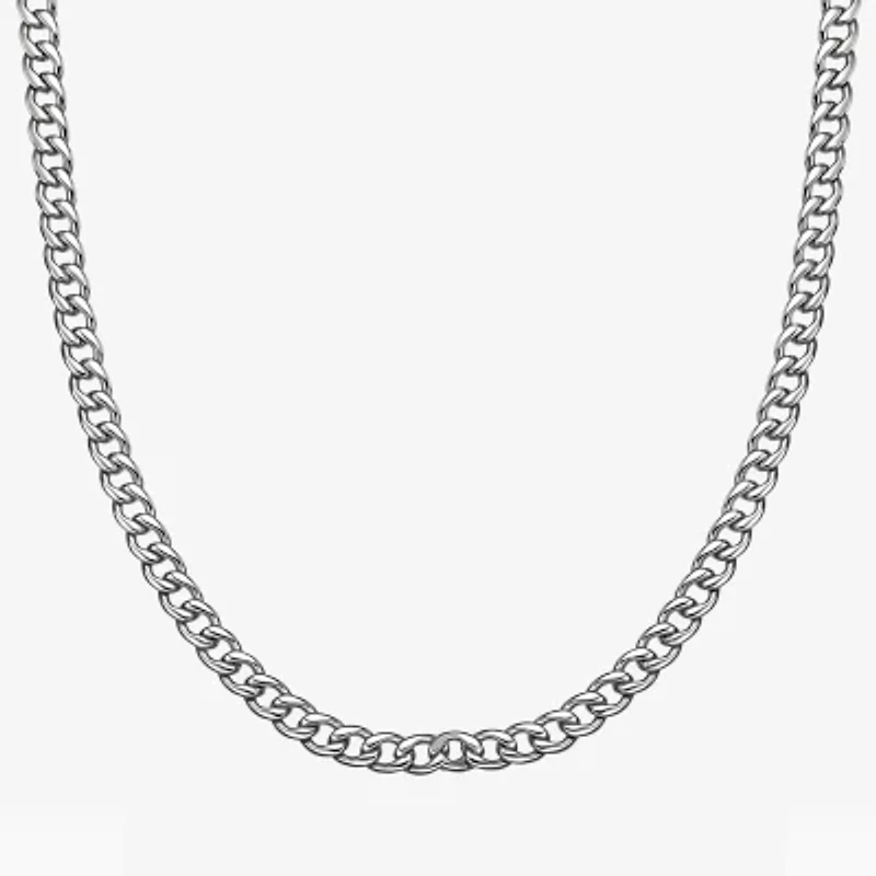 Mens Stainless Steel 7mm Curb Chain Necklace