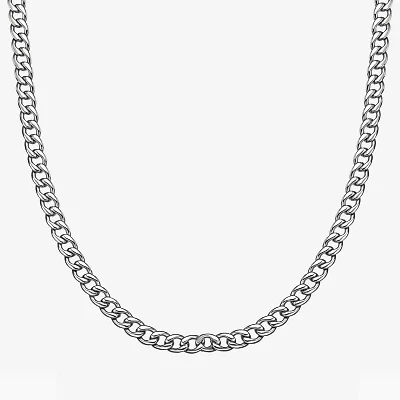 Mens Stainless Steel 7mm Curb Chain Necklace
