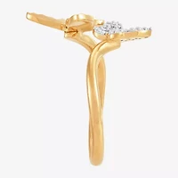(H-I / Si1-Si2) Womens 1/10 CT. T.W. Lab Grown White Diamond 14K Gold Over Silver Sterling Butterfly Bypass  Cocktail Ring