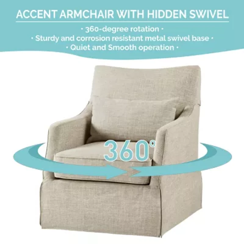 Martha Stewart London Swivel Upholstered Armchair