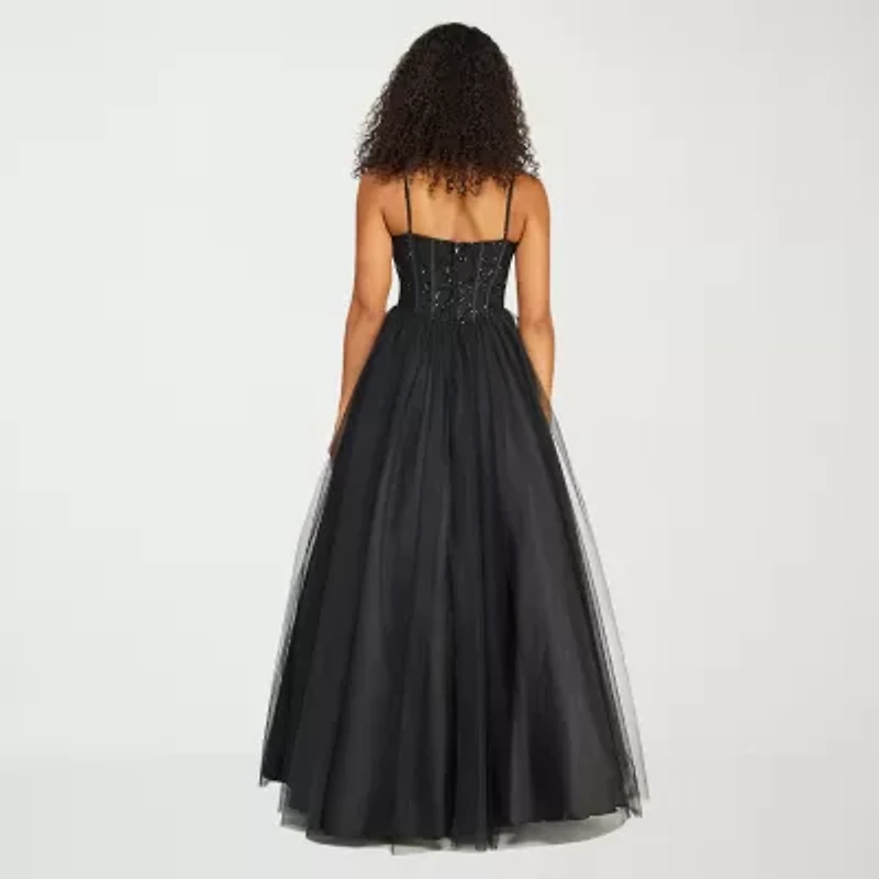 B. Smart Womens Juniors Sleeveless Sequin Ball Gown