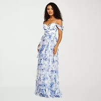 B. Smart Womens Juniors Sleeveless Scroll Ball Gown