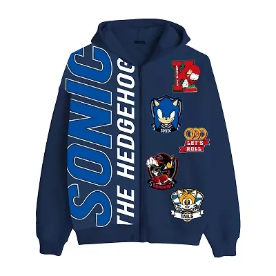 Little & Big Kid Boys Long Sleeve Sonic the Hedgehog Fleece Zipper Hoodie