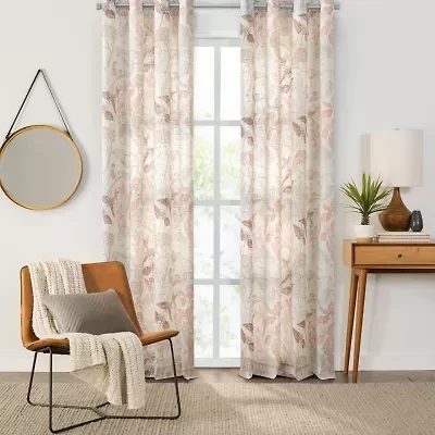 Fieldcrest Arden Garden Grommet Top Sheer Single Curtain Panel