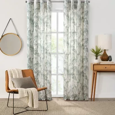 Fieldcrest Arden Botanical Grommet Top Sheer Single Curtain Panel