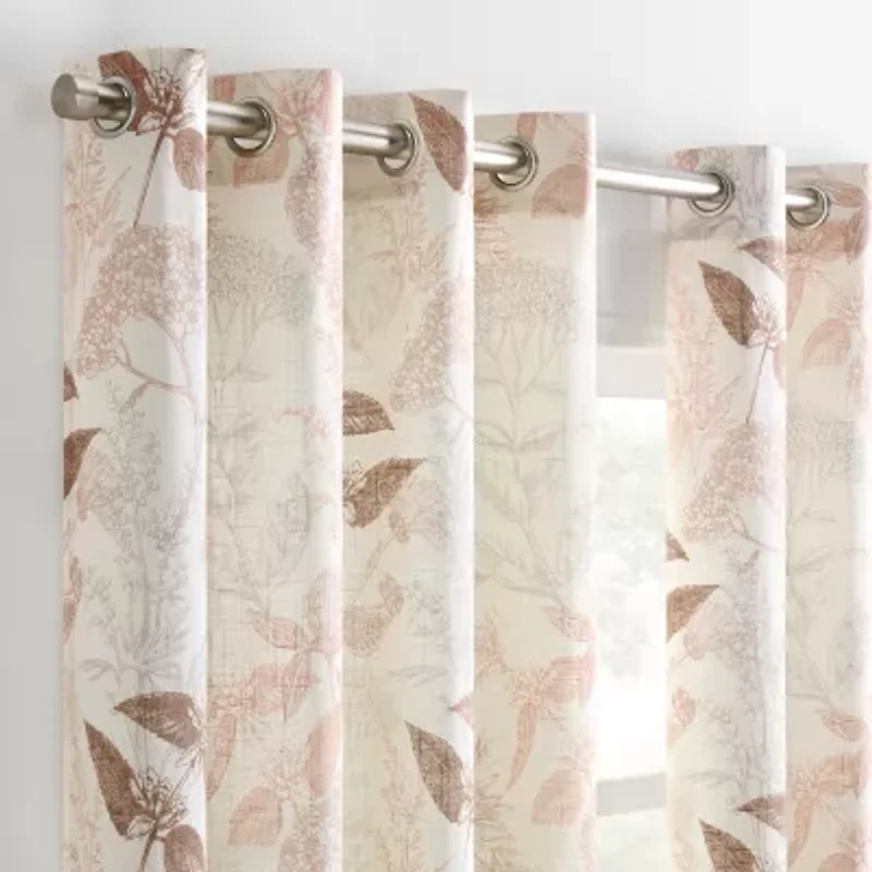 Fieldcrest Arden Garden Grommet Top Sheer Single Curtain Panel