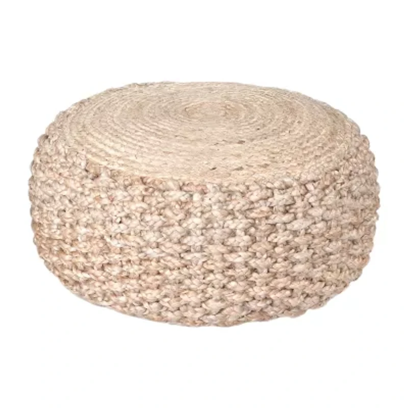 LR Home Elida 10" Handmade Jute Pouf