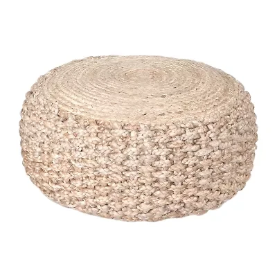 LR Home Elida 10" Handmade Jute Pouf