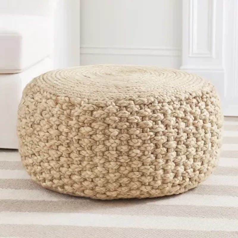 LR Home Elida 10" Handmade Jute Pouf