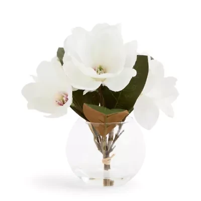 Linden Street 8in  White Magnolia Artificial Plant