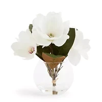 Linden Street 8in  White Magnolia Artificial Plant