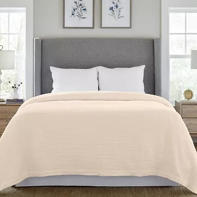 Pointehaven Cotton Waffle Luxury Sized Midweight Blanket