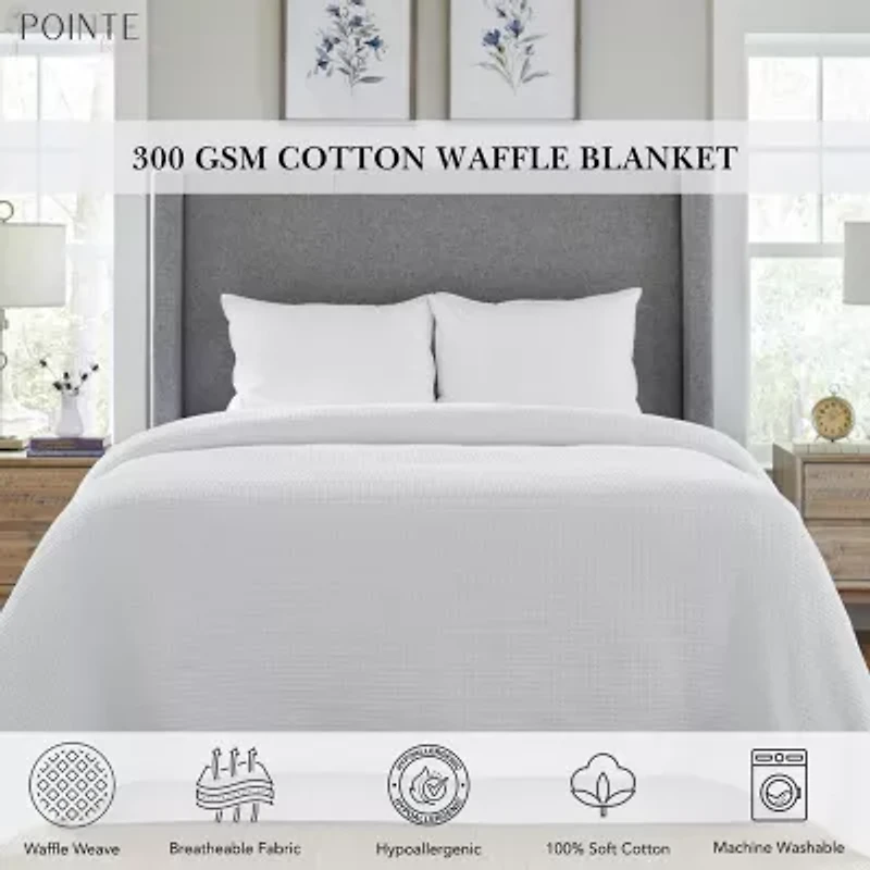 Pointehaven Cotton Waffle Luxury Sized Midweight Blanket