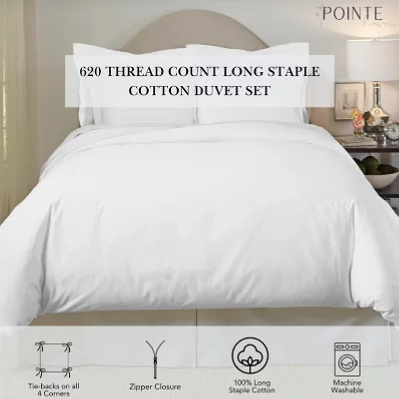 Pointehaven Long Staple Cotton Oversized Sateen 3-pc. Duvet Cover Set