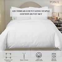 Pointehaven Long Staple Cotton Oversized Sateen 3-pc. Duvet Cover Set