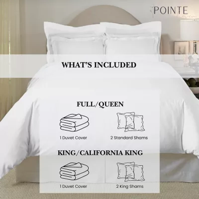 Pointehaven Long Staple Cotton Oversized Sateen 3-pc. Duvet Cover Set