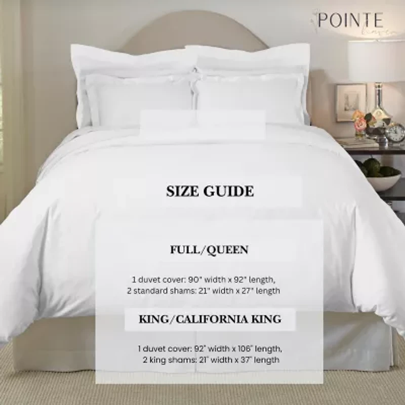Pointehaven Long Staple Cotton Oversized Sateen 3-pc. Duvet Cover Set