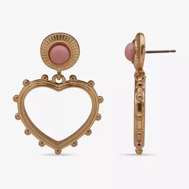 a.n.a Gold Tone Womens Heart Drop Earrings