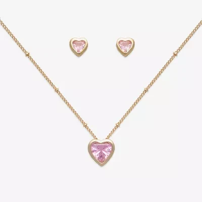 Mixit Womens Cubic Zirconia Heart Hypoallergenic 3-pc. Jewelry Set