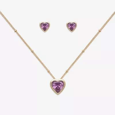 Mixit Womens Cubic Zirconia Heart Hypoallergenic -pc. Jewelry Set