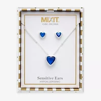 Mixit Womens Cubic Zirconia Heart Hypoallergenic 3-pc. Jewelry Set