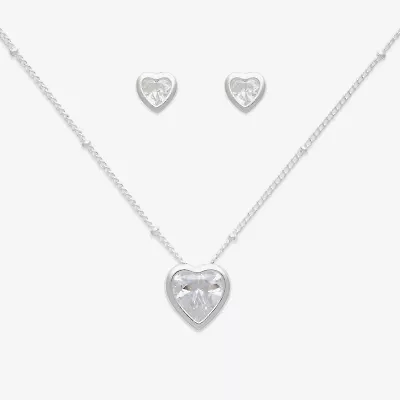 Mixit Womens Cubic Zirconia Heart Hypoallergenic 3-pc. Jewelry Set
