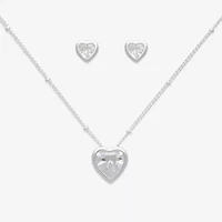 Mixit Womens Cubic Zirconia Heart Hypoallergenic 3-pc. Jewelry Set