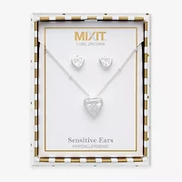 Mixit Womens Cubic Zirconia Heart Hypoallergenic 3-pc. Jewelry Set