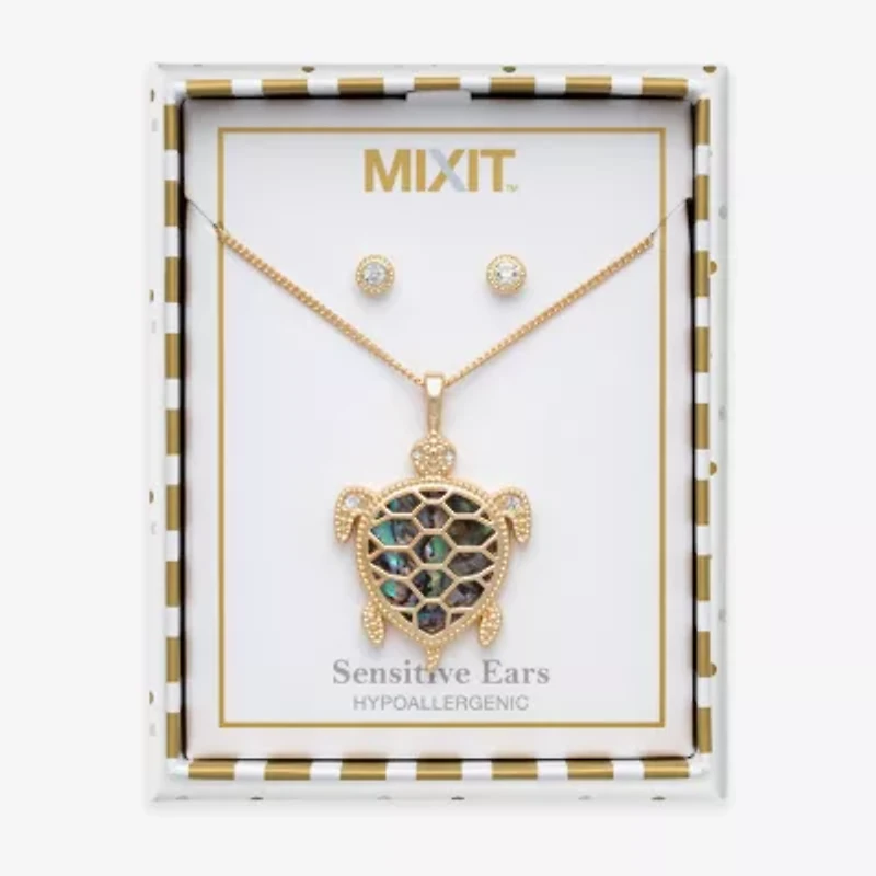 Mixit Turtle Womens Multi Color Glass Hypoallergenic 3-pc. Jewelry Set