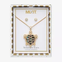 Mixit Turtle Womens Multi Color Glass Hypoallergenic 3-pc. Jewelry Set