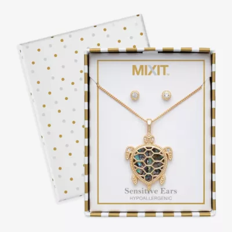 Mixit Turtle Womens Multi Color Glass Hypoallergenic 3-pc. Jewelry Set