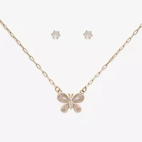 Mixit Womens Cubic Zirconia Butterfly Hypoallergenic 3-pc. Jewelry Set